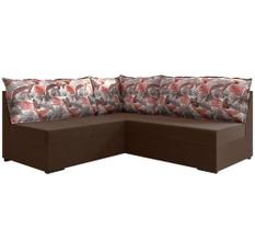 Sofá de Canto Mamflex Quebec 1085 5 lugares com almofadas soltas em tecido veludo Cacau palmeira Floral