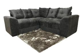 Sofá de Canto Marrom Almofadas Lisas Suede Sofá de Canto Marrom Almofadas Lisas Suede