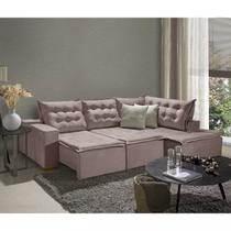 Sofá de Canto Montana 4 Lugares Retrátil Reclinável 2,70x1,98M Molas Bonnel em Veludo Yescasa