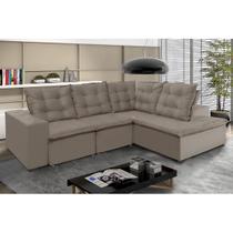 Sofá de Canto Montreal Retrátil, Reclinável 2,70x2,10 Metros, Chaise Fixo, 4 Lugares, Pillow Top, Capuccino - WS ESTOFADOS