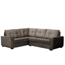 Sofá de Canto Mustang 5 Lugares Veludo Cinza 204x250cm - Megasul