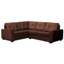 Sofá de Canto Mustang 5 Lugares Veludo Marrom 204x250cm Megasul