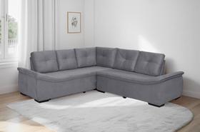 Sofá de Canto New Alphaville 4 Lugares Suede Cinza