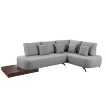 Sofá de Canto Nori Curva LE 2,61M em Linho Com Base em madeira