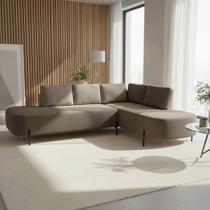 Sofá de Canto Orgânico 4 Lugares 265cm Base de Ferro Chaise Direito Luna Yescasa