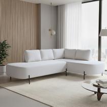 Sofá de Canto Orgânico 4 Lugares 265cm Base de Ferro Chaise Direito Luna Yescasa