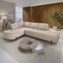 Sofá de Canto Orgânico 4 Lugares 265cm Base de Ferro Chaise Esquerda Luna