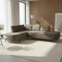 Sofá de Canto Orgânico 4 Lugares 265cm Base de Ferro Chaise Esquerda Luna