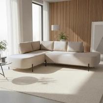 Sofá de Canto Orgânico 4 Lugares 265cm Base de Ferro Chaise Esquerda Luna
