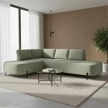 Sofá de Canto Orgânico 4 Lugares 265cm Base de Ferro Chaise Esquerda Luna