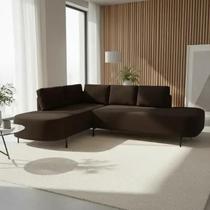Sofá de Canto Orgânico 4 Lugares 265cm Base de Ferro Chaise Esquerda Luna