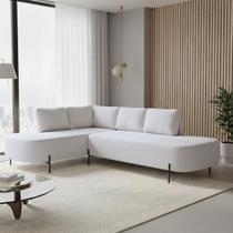 Sofá de Canto Orgânico 4 Lugares 265cm Base de Ferro Chaise Esquerda Luna
