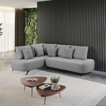 Sofá de Canto Orgânico 5 Lugares Para Sala de Estar Curva LD 2,61m Linho com Pés de Metal Blossom Casa Sofá de Canto Orgânico 5 Lugares Para Sala de Estar Curva LD 2,61m Linho com Pés de Metal Blossom Casa