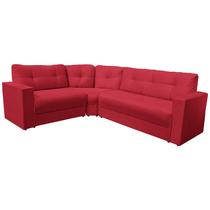 Sofá de canto oriente 6 lugares encosto fixo 3 módulos suede liso Vermelho 190x235 - sofabrica U