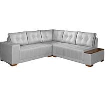 Sofá de Canto Ouro Fino 7 Lugares 236cm x 236cm Tecido Linho Lufer Cor Cinza