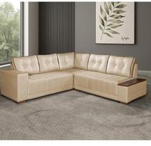 Sofá de Canto Ouro Fino 7 Lugares 236cm x 236cm Tecido Linho Lufer