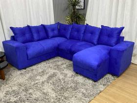 Sofá de Canto Para Sala Tecido Suede Macio Azul 910 Áustria