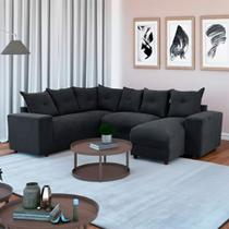 Sofá de Canto Para Sala Tecido Suede Macio Cinza 606 Áustria Sofá de Canto Para Sala Tecido Suede Macio Cinza 606 Áustria