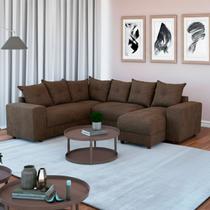 Sofá de Canto Para Sala Tecido Suede Macio Marrom 603 Áustria