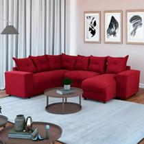Sofá de Canto Para Sala Tecido Suede Macio Vermelho 608 Áustria