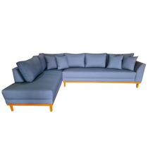 Sofá de Canto Pierri Com Braço 300x200cm Lado Esquerdo Base Madeira Tecido Acquablock