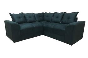 Sofá de Canto Preto Almofadas Lisas Sofá de Canto Preto Almofadas Lisas