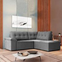 Sofá De Canto Retrátil 5 Lugares Tóquio Cinza Cinza Sofá De Canto Retrátil 5 Lugares Tóquio Cinza Cinza