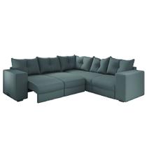 Sofá de Canto Retrátil 5 Lugares Veludo New Qatar Selmer