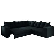 Sofá de Canto Retrátil 5 Lugares Veludo New Qatar Selmer Sofá de Canto Retrátil 5 Lugares Veludo New Qatar Selmer