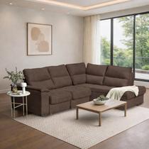 Sofá de Canto Retrátil Chaise Lado Direito 4 Lugares Nest CabeCasa MadeiraOriginals Marrom Sofá de Canto Retrátil Chaise Lado Direito 4 Lugares Nest CabeCasa MadeiraOriginals Marrom