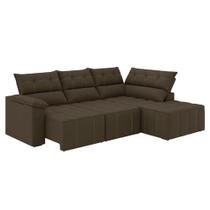 Sofá de Canto Retrátil e Reclinável 4 Lugares Santorini Veludo Luizzi