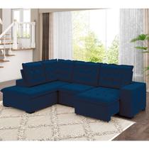 Sofá de Canto Retrátil e Reclinável 5 Lugares 310cm Belluno Azul Sofá de Canto Retrátil e Reclinável 5 Lugares 310cm Belluno Azul