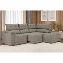 Sofá de Canto Retrátil e Reclinável 5 lugares Lisboa Besthouse Capuccino