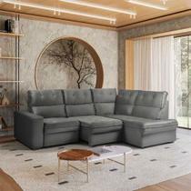 Sofá de Canto Retrátil e Reclinável 5 Lugares Veludo Antonia Takei Sofá de Canto Retrátil e Reclinável 5 Lugares Veludo Antonia Takei