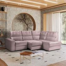 Sofá de Canto Retrátil e Reclinável 5 Lugares Veludo Antonia Takei