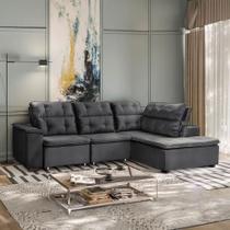 Sofá de Canto Retrátil e Reclinável com Chaise 3 Lugares Takei Viviane