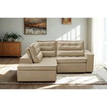 Sofá de Canto Retrátil e Reclinável com Molas 2,50x2,00 Esquerdo Viena Suede Mirra Decor