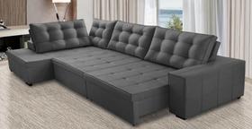 Sofá de Canto Retrátil e Reclinável com Molas 3,00x2,00 Esq Berlim Suede Cinza Mirra Decor Sofá de Canto Retrátil e Reclinável com Molas 3,00x2,00 Esq Berlim Suede Cinza Mirra Decor