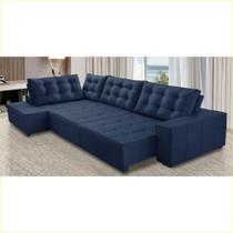 Sofá de Canto Retrátil e Reclinável com Molas 3,00x2,00 Esq Julia Suede Azul Rover & Beato
