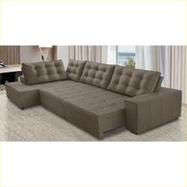 Sofá de Canto Retrátil e Reclinável com Molas 3,00x2,00 Esq Julia Suede Cappuccino Rover & Beato Sofá de Canto Retrátil e Reclinável com Molas 3,00x2,00 Esq Julia Suede Cappuccino Rover & Beato