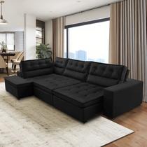 Sofá de Canto Retrátil e Reclinável com Molas 3,00x2,00 Esquerdo Marília Suede Rover & Beato