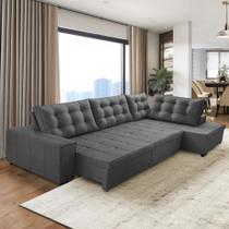 Sofá de Canto Retrátil e Reclinável com Molas 3,00x2,00 Jacke Suede Cinza Adonai Estofados Sofá de Canto Retrátil e Reclinável com Molas 3,00x2,00 Jacke Suede Cinza Adonai Estofados