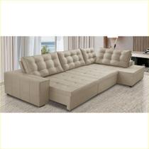 Sofá de Canto Retrátil e Reclinável com Molas 3,00x2,00 Julia Suede Bege Rover & Beato