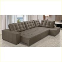 Sofá de Canto Retrátil e Reclinável com Molas 3,00x2,00 Julia Suede Cappuccino Rover & Beato