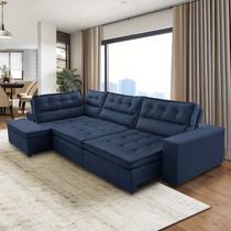 Sofá de Canto Retrátil e Reclinável com Molas 3,00x2,00 Marília Suede Rover & Beato