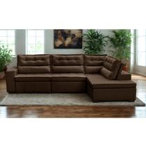 Sofá de Canto Retrátil e Reclinável com Molas 3,00x2,00 Viena Suede Marrom Mirra Decor Sofá de Canto Retrátil e Reclinável com Molas 3,00x2,00 Viena Suede Marrom Mirra Decor