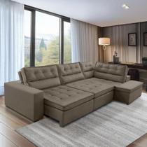 Sofá de Canto Retrátil e Reclinável com Molas 3,00x2,00 Virginia Suede Cappuccino Adonai Estofados Sofá de Canto Retrátil e Reclinável com Molas 3,00x2,00 Virginia Suede Cappuccino Adonai Estofados