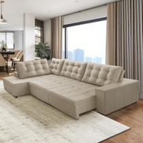 Sofá de Canto Retrátil e Reclinável com Molas 3,40x2,00 Esq Jacke Suede Bege Adonai Estofados Sofá de Canto Retrátil e Reclinável com Molas 3,40x2,00 Esq Jacke Suede Bege Adonai Estofados