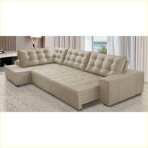 Sofá de Canto Retrátil e Reclinável com Molas 3,40x2,00 Esq Julia Suede Bege Rover & Beato