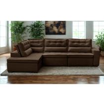 Sofá de Canto Retrátil e Reclinável com Molas 3,40x2,00 Esquerdo Viena Suede Mirra Decor
